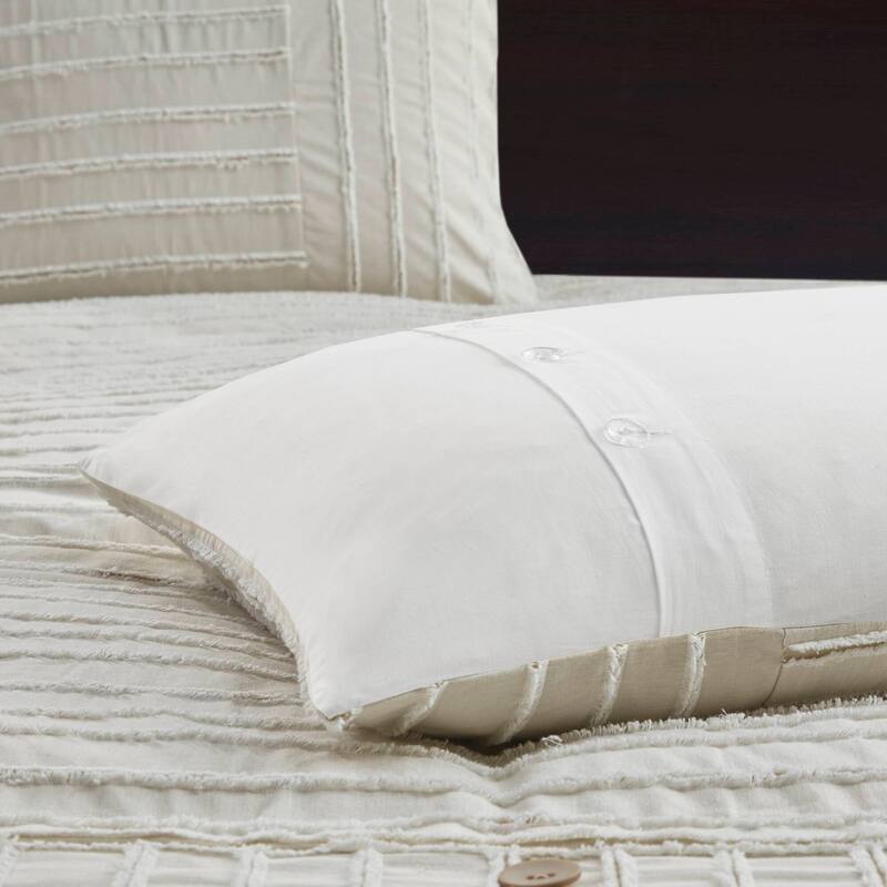 Madison Park Signature Essence Oversized Cotton Clipped Jacquard Comforter Set with Euro Shams and Throw Pillows