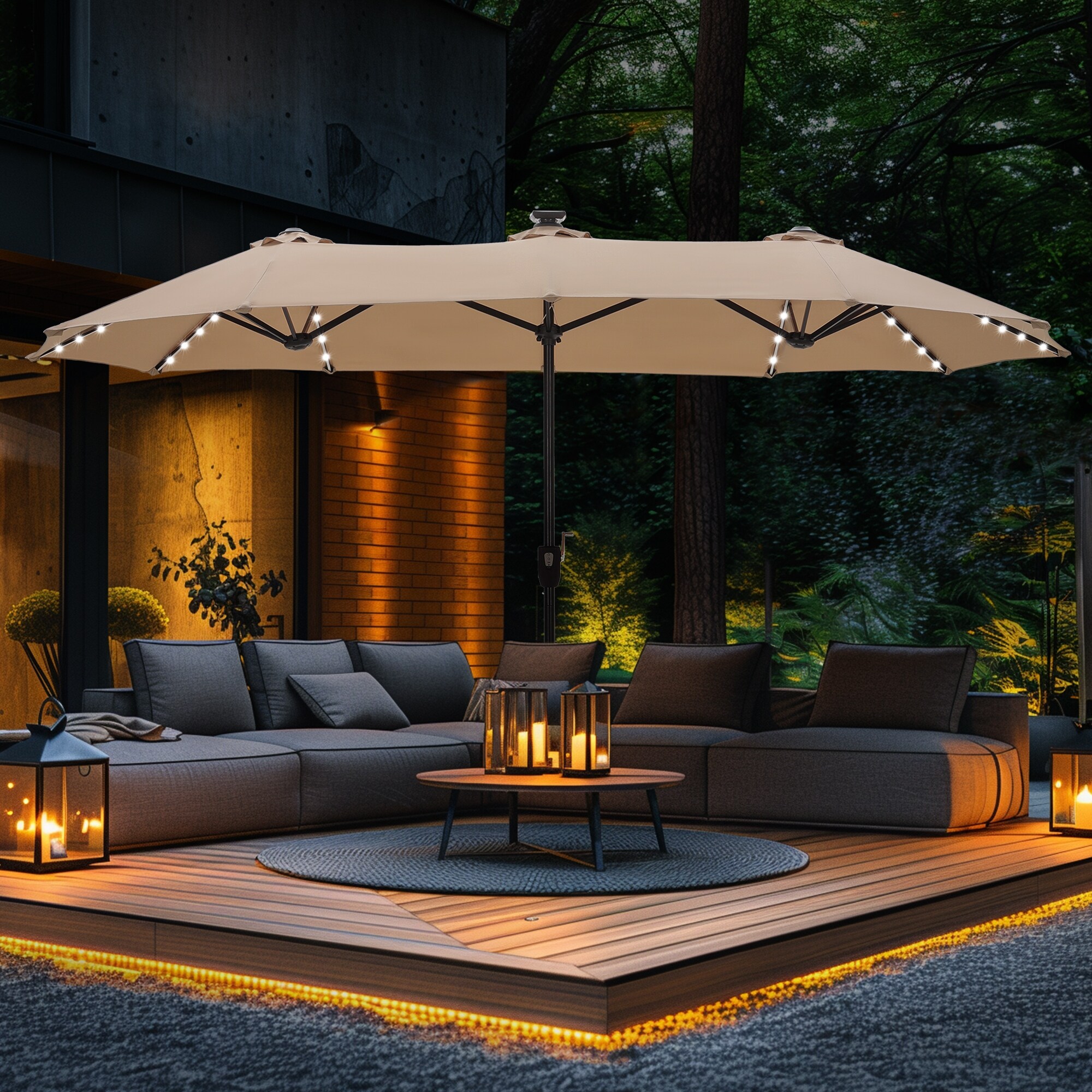 MAISON ARTS 13-Ft Twin Outdoor Market Crank with Double-Sided Design-image