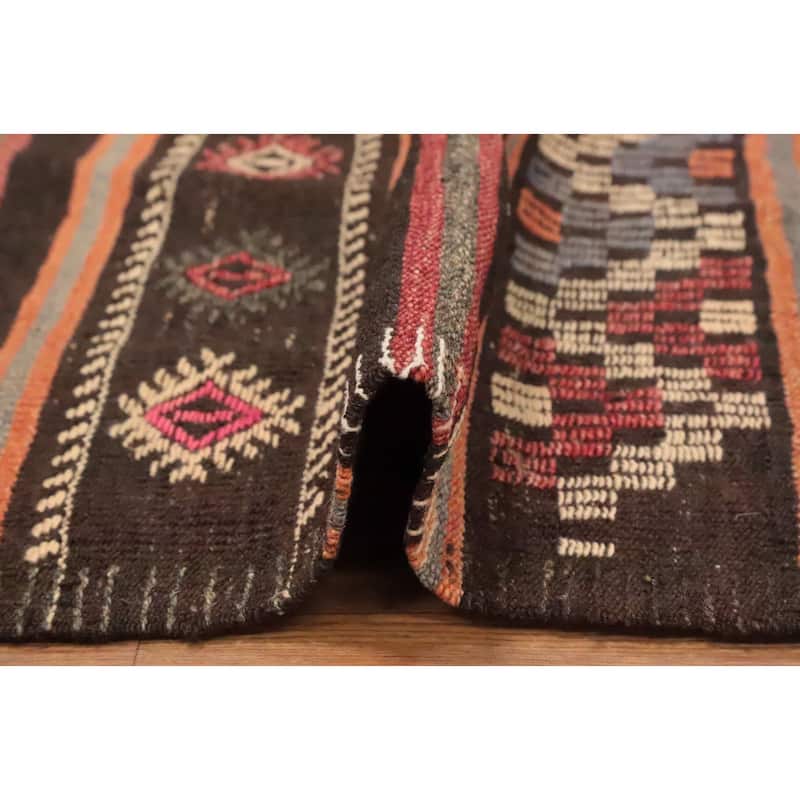 Hand Woven Oriental 100% Wool Carpet Southwestern Tribal Multi-Colored Kilim Area Rug - 9' 3'' X 7' 1''