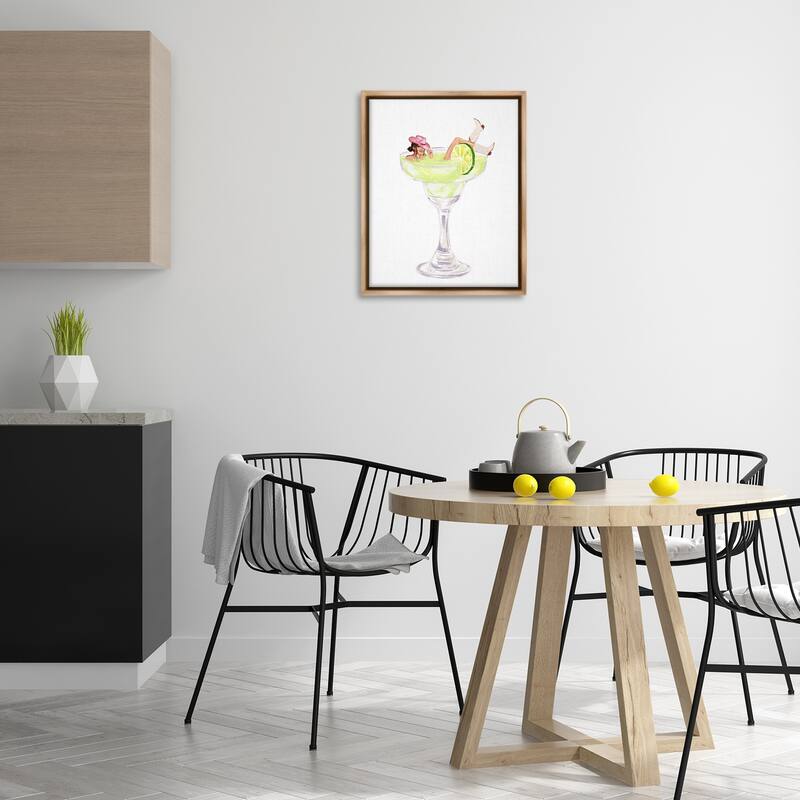 Stupell Cowgirl Lounging in Cocktail Framed Floater Canvas Wall Art Design By Ziwei Li