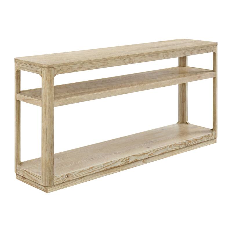 Delray Natural Wood 60-Inch Sofa Console Table with Shelves