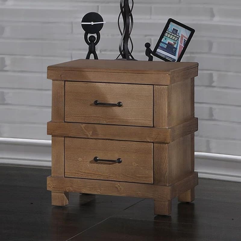 Wooden Nightstand with 2 Drawers