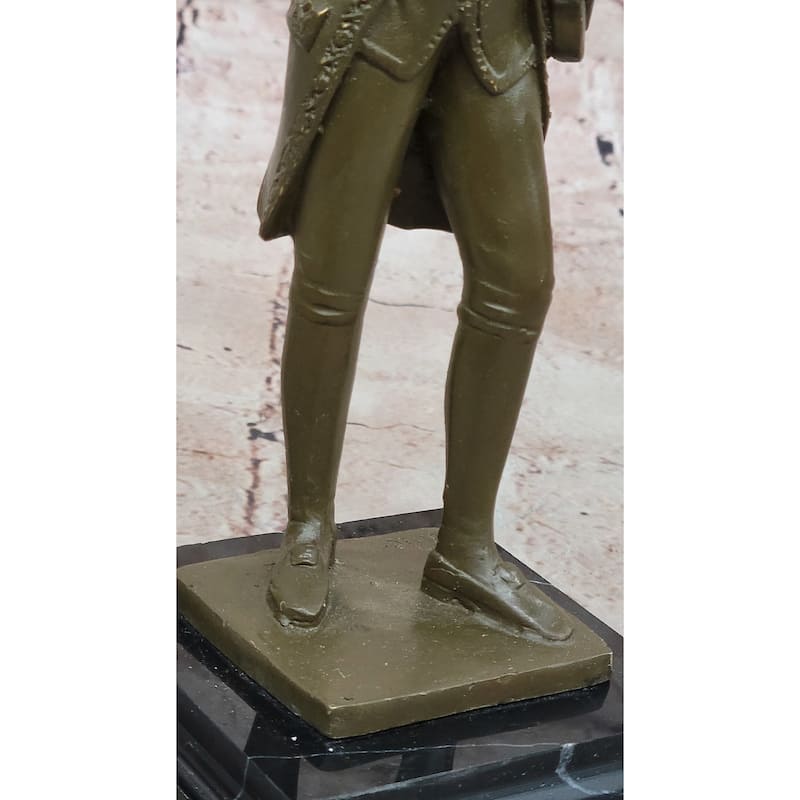 Bronze Classical Violinist Figurine Sculpture On Marble Base