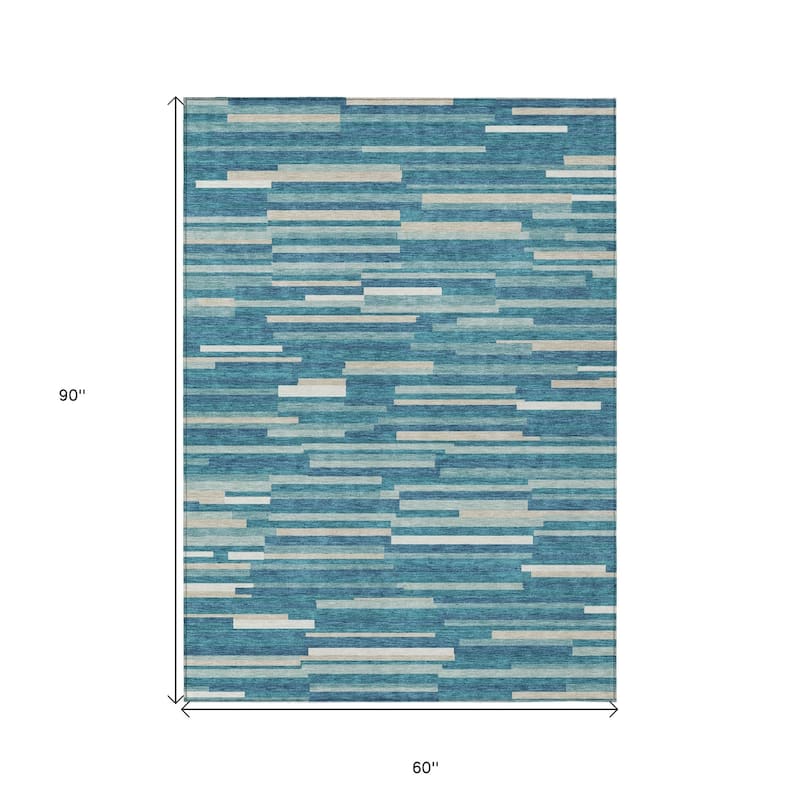 HomeRoots Striped Transitional Rectangle Outdoor Rug