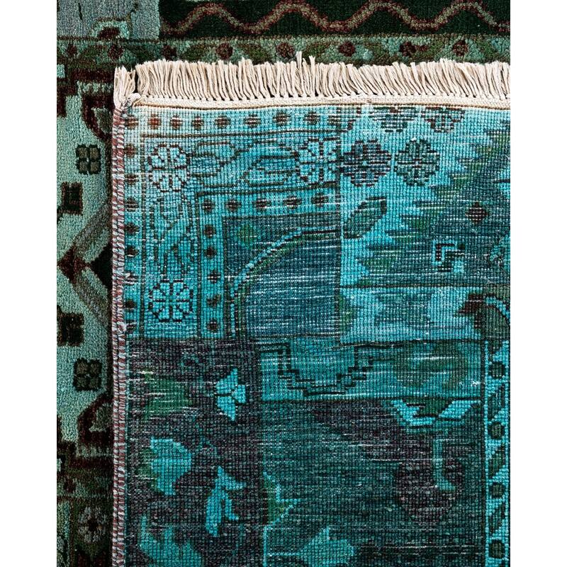 Ikat One-of-a-Kind Hand-Knotted Area Rug, Green - 8' 10" x 11' 10"