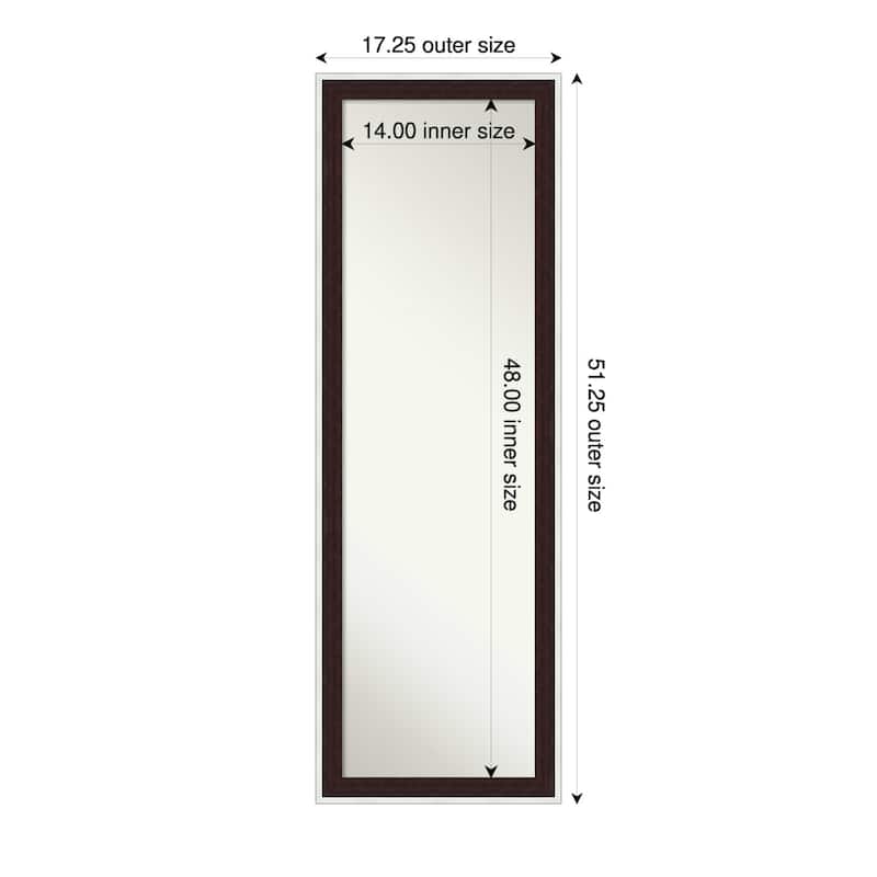 Maya Non-Beveled Framed Full-Length On the Door Mirror - 17 x 51 in - Maya Espresso Silver