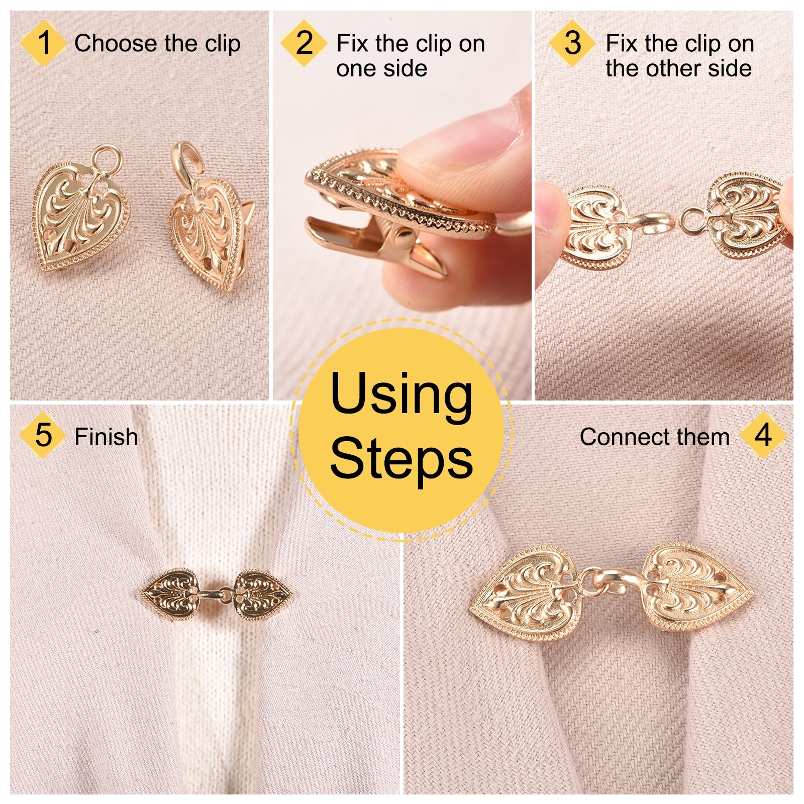 5 Pieces Shawl Clips Cloak Clasp Cardigan Clip Sweater Clips