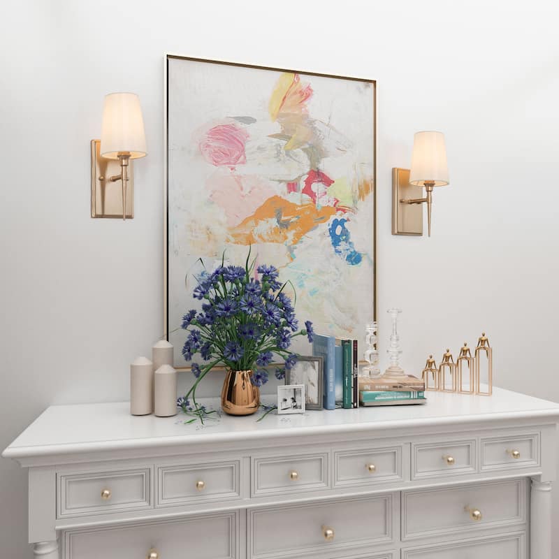 Modern 3-Light Gold Bathroom Vanity Light Fabric Wall Sconces
