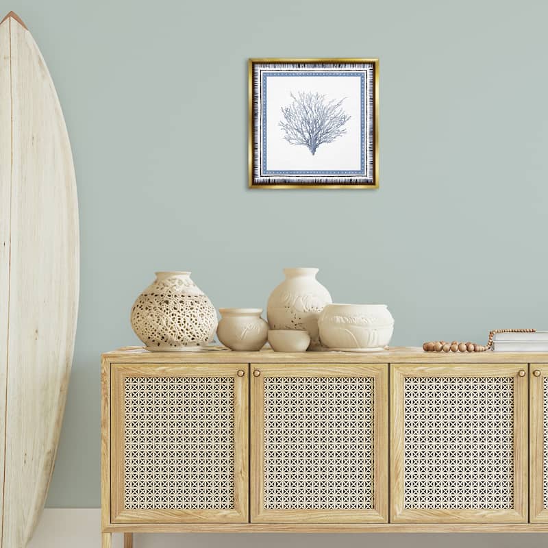Stupell Bordered Oceanic Coral Framed Floater Canvas Wall Art Design By Lanie Loreth