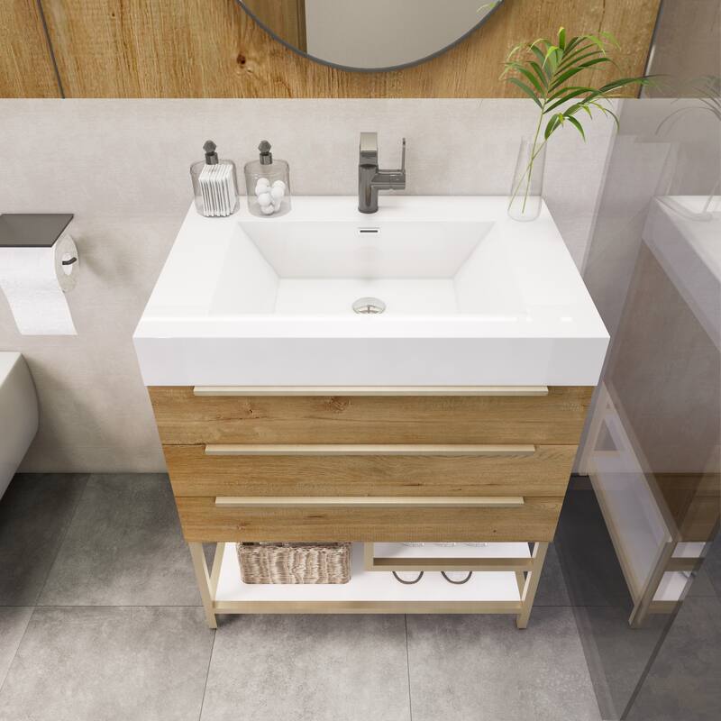 Noble 30" Free Standing Vanity with Reinforced Acrylic Sink - 30" Width