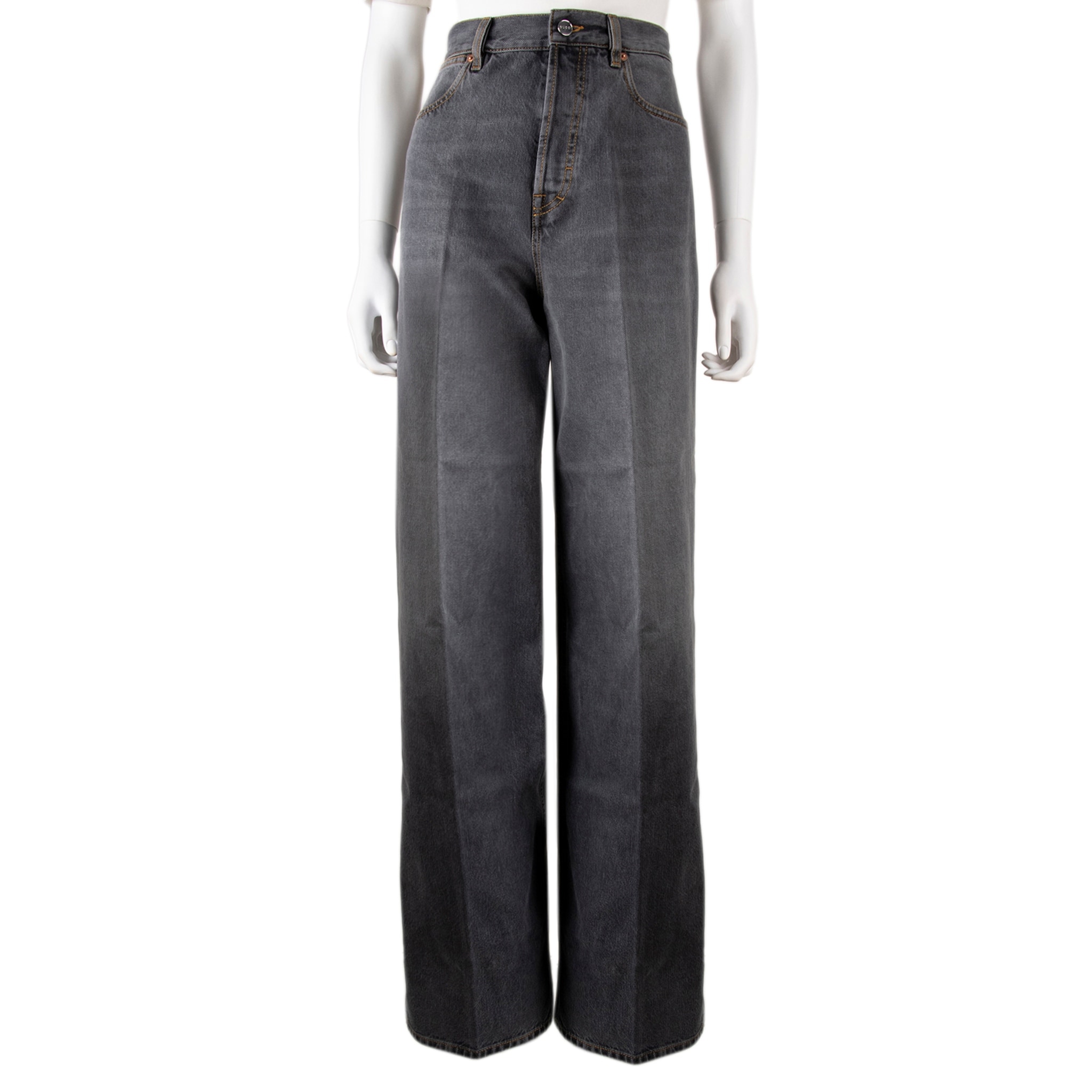 Gucci Flared Bleached Cotton Denim Pants - Overstock - 43964725