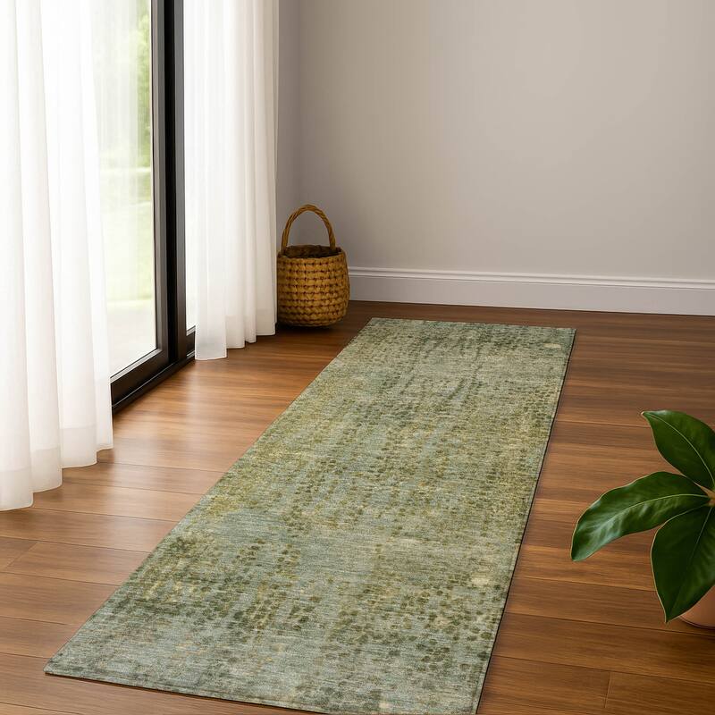 Premium Washable Super Soft Modern Imprints Mayfield Rug - Green - 2'3" x 7'6"