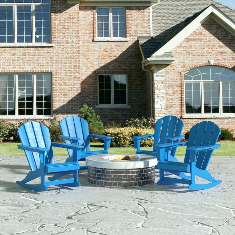 Polytrends Laguna Hdpe All Weather Outdoor Patio Rocking Chair (Set of 4) - Pacific Blue