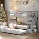 preview thumbnail 2 of 46, Modren Twin Over Twin Bunk Bed with Twin size Trundle For Bedroom