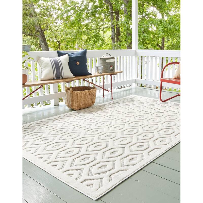 Outdoor Haversham Collection Area Rug - Ivory - 5'3"x8'