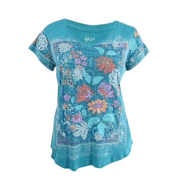 Shop Style & Co Women's Floral Graphic T-Shirt (L, True ...