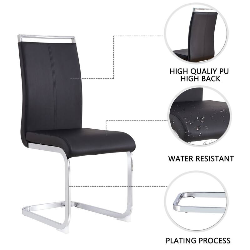 Dining Chairs,PU Faux Leather High Back Side Chair (Set of 4)