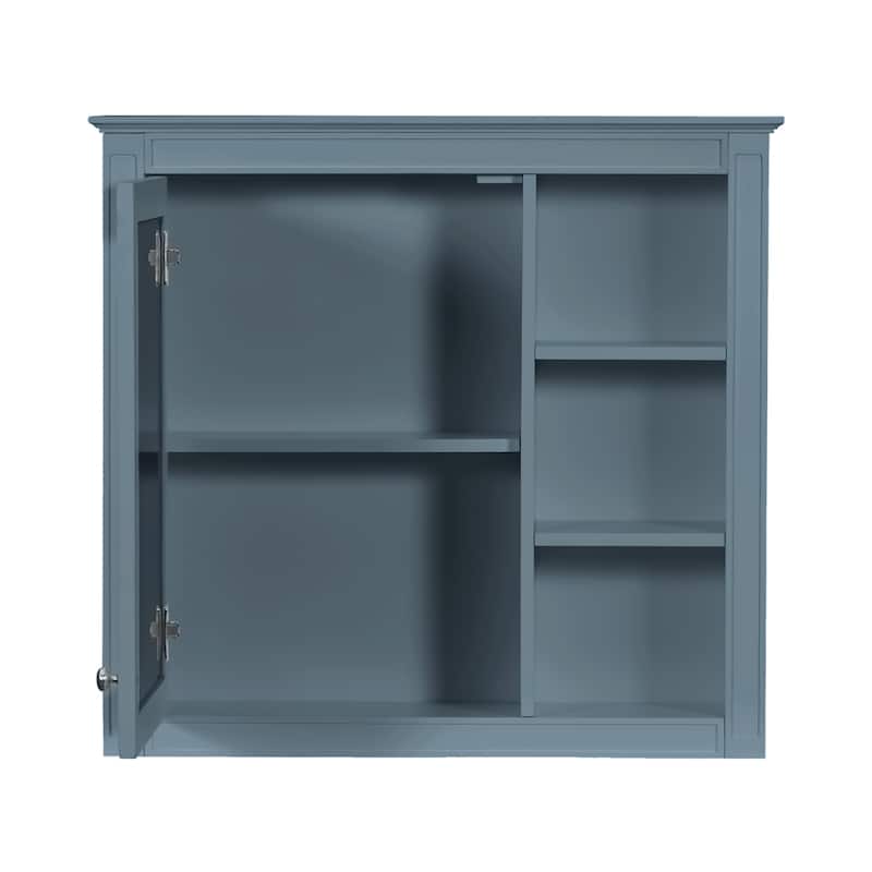 GDFStudio - Trellen Modern Wall-Mounted Bathroom Storage Cabinet with Mirror and 3 Open Shelves (No Bathroom Vanity) - 29.92"W