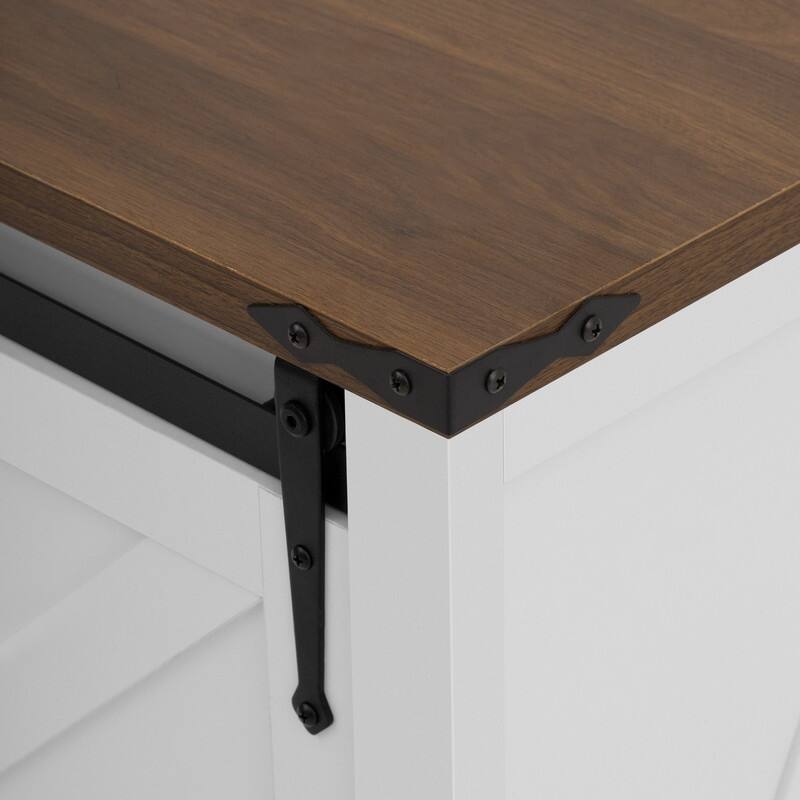 Farmhouse 55.1" Sideboard with Sliding Barn Doors and Storage Drawers, Wood Buffet Table with Power Outlet