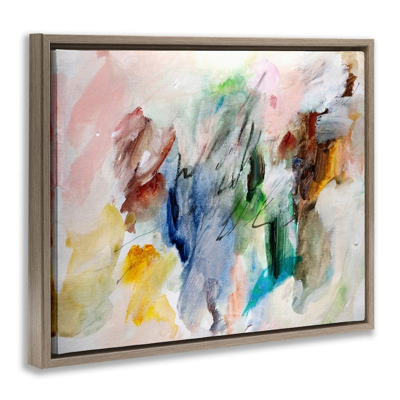 Stupell Earthy Pitter Patter Abstract Framed Floater Canvas Wall Art Design By Gemma Bardot