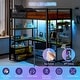 preview thumbnail 4 of 7, HOMCOM Metal Loft Bed Twin Size with L-Shaped Desk, LED Lights, Charging Station, Twin Loft Bed Frame with Shelves