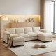 preview thumbnail 40 of 96, Modern Couduroy Modular Sectional Sofa Couch with Ottoman for Living Room Beige/4 Seat With Ottomans - Reversible