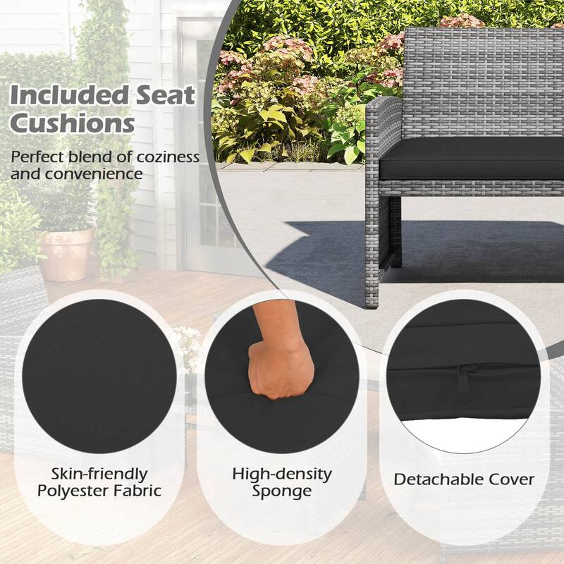 Costway 4 PCS Patio Conversation Set with Seat Cushions & Tempered - See Details