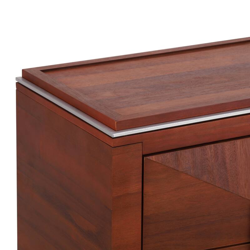 Mid-Century Modern Nightstand for Bedroom, 2 Drawers Sofa Side Table, Wooden Diamond Shaped Bedside Table