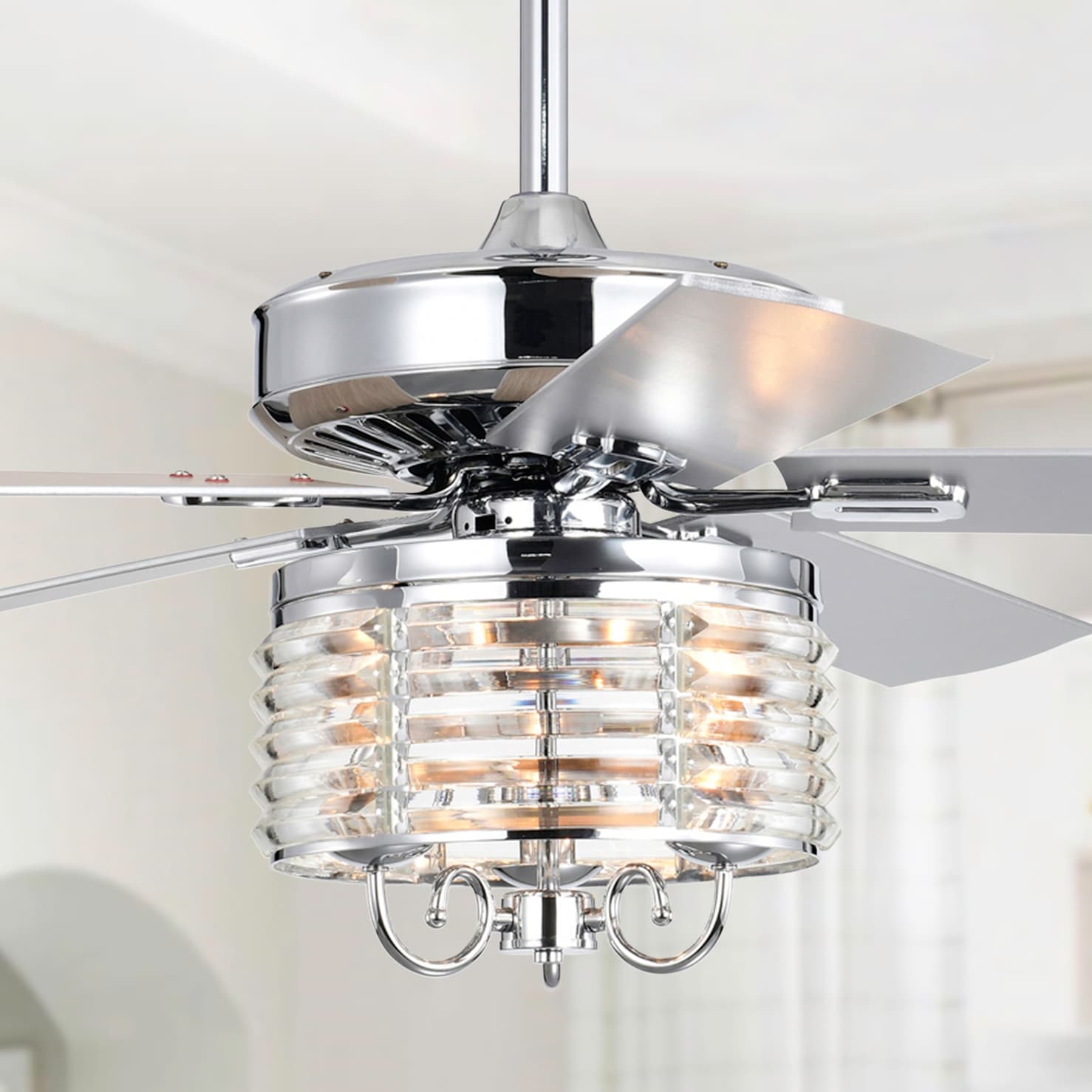 Warehouse of Tiffany Themar 26 Inch Mid-century Modern Style Lighted Ceiling Fan with Remote