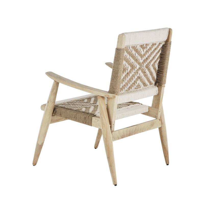 Jute Rope Handmade Accent Chair with Brown Mango Wood Frame - White or Black - Roche River Decor
