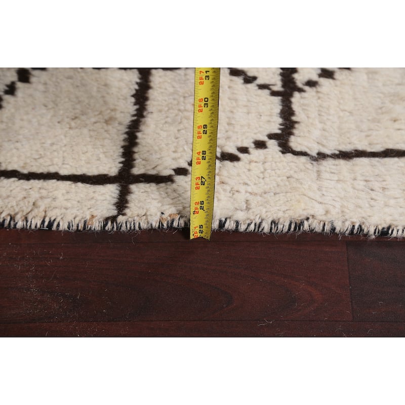 Tribal Moroccan Oriental Wool Area Rug Hand-knotted Foyer Size Carpet - 4'0" x 6'4"