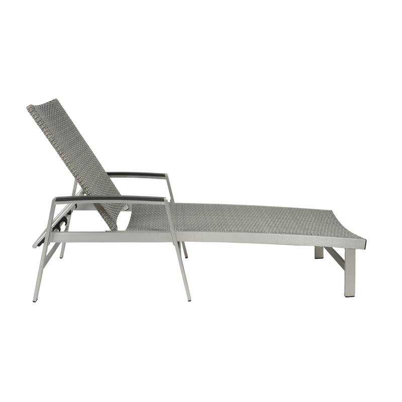 Roomfitters Oxton Outdoor Aluminum Chaise Lounge with Breathable Mesh Seat, Patio Recliner, Grey
