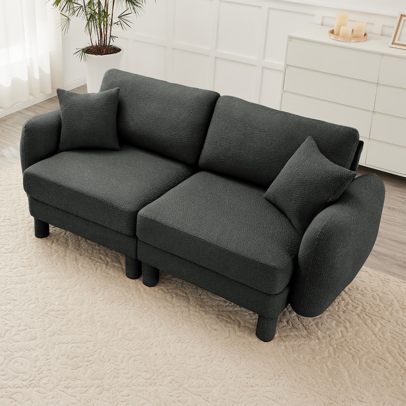 Loveseat Sofa, 78" 2-Seater Upholstered Couch Modern Sectional Couches with Shell-shaped Armrests for Living Room