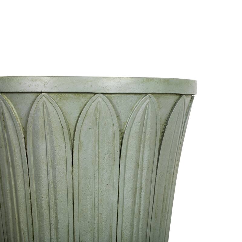 Christopher Knight Home - Classical 22.4"H Outdoor Pedestal Urn Planter with Embossed Leaf Design