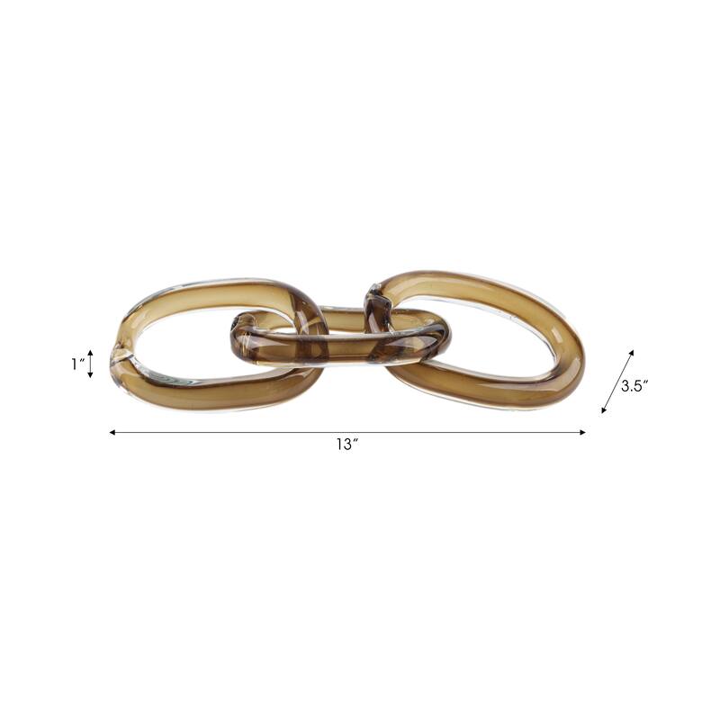 Glass Sculpture Chain Link Figurine for Home Decor - 13" Brown - 13" x 3.5" x 1"