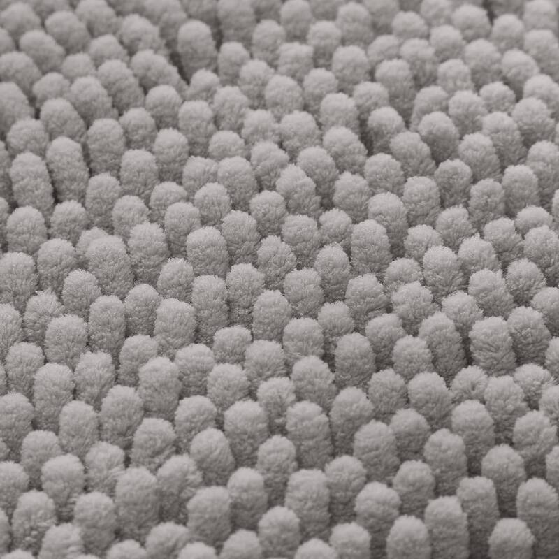 3 Piece Set Light Grey Soft Cozy Plush Chenille Bath Mat Bathroom Rug