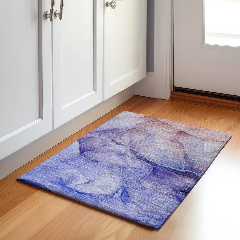 Premium Washable Super Soft Contemporary Abstract Mayfield Rug - Navy - 1' 8" x 2' 6" - Rectangle