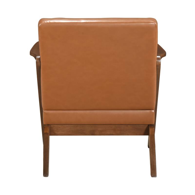 Rhys 26.5" Faux Leather Accent Chair - Solid Rubberwood Frame
