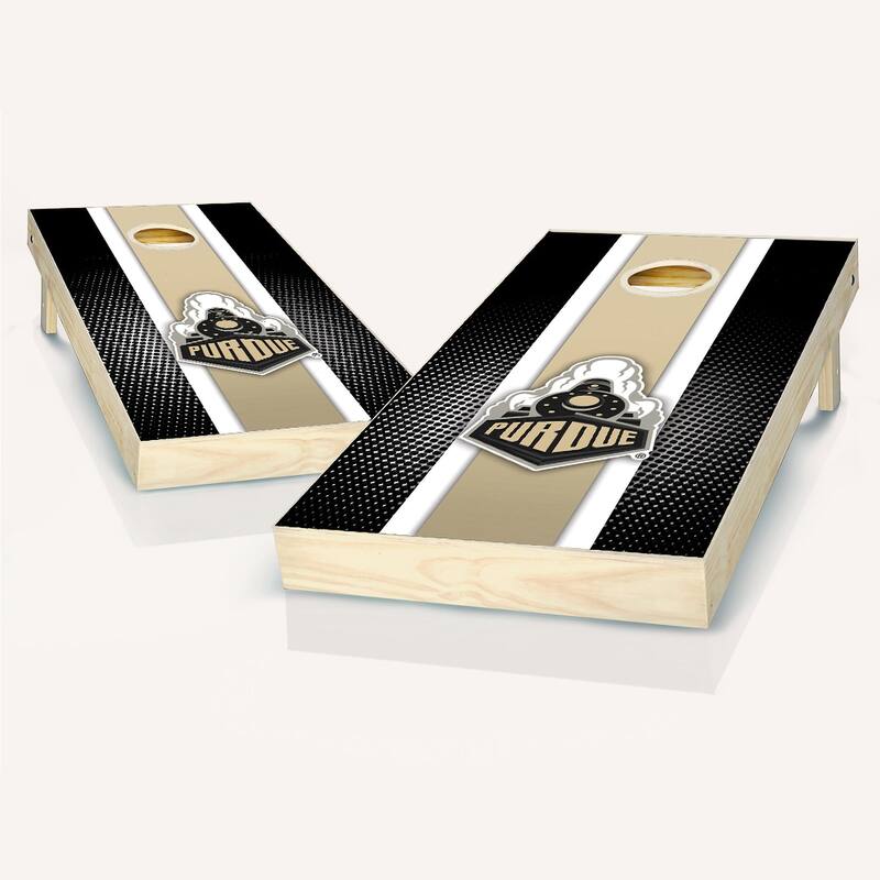 Purdue Boilermakers Striped Outdoor Cornhole Board Set - Include Hole Lights