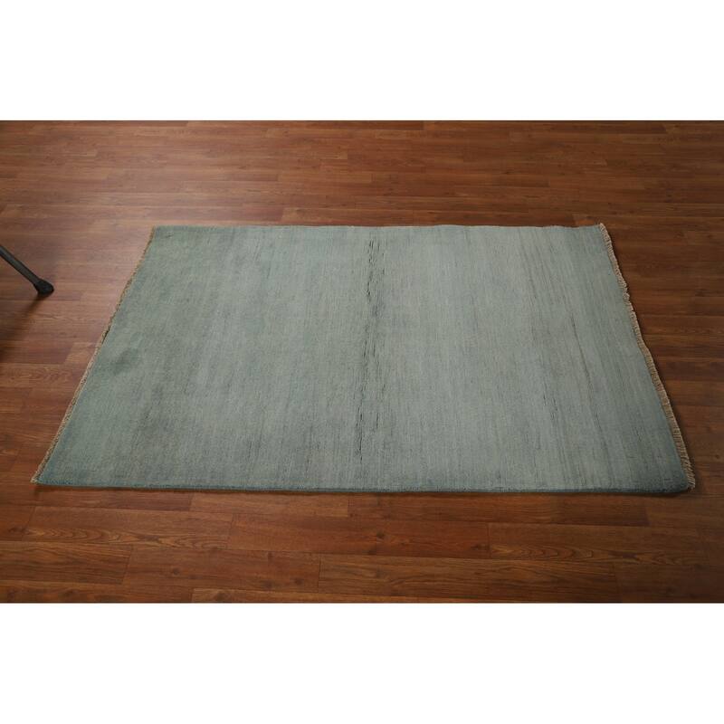 Blue & Green Gabbeh Oriental Foyer Rug Hand-Knotted Wool Carpet - 3'4"x 4'10"