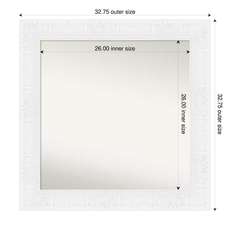 Luxe Non-Beveled Framed Bathroom Vanity Wall Mirror - 33 x 33 in - Luxe White
