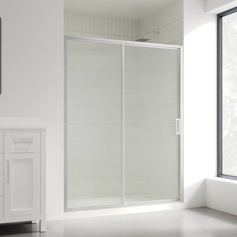 Ove Decors 15SGP-STAF60 Stanford 74" High x 60" Wide Sliding Frameless - Satin Nickel