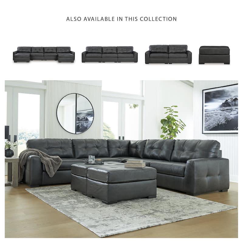 Signature Design by Ashley Brindley Pier Black 2-Piece Sectional Loveseat - 96"W x 39"D x 40"H