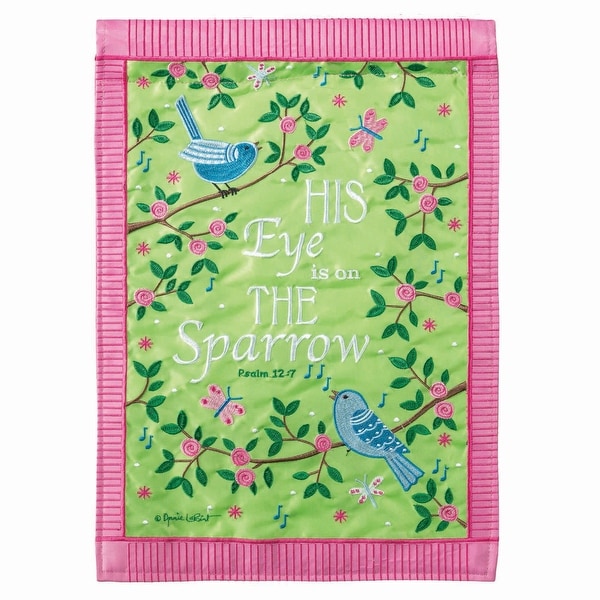 His Eye On the Sparrow Green Spring Garden Flag 18" x 13" - N/A