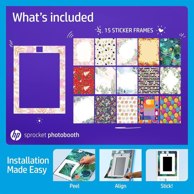 HP Sprocket Photobooth 3x4" Photo Printer (Pink) Bundle w/Zink Paper, Case, Screen Protector & More - Pink