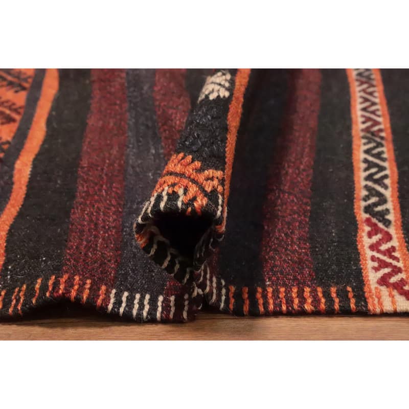 Hand Woven Oriental 100% Wool Carpet Southwestern Tribal Multi-Colored Kilim Area Rug - 10' 5'' X 6' 2''