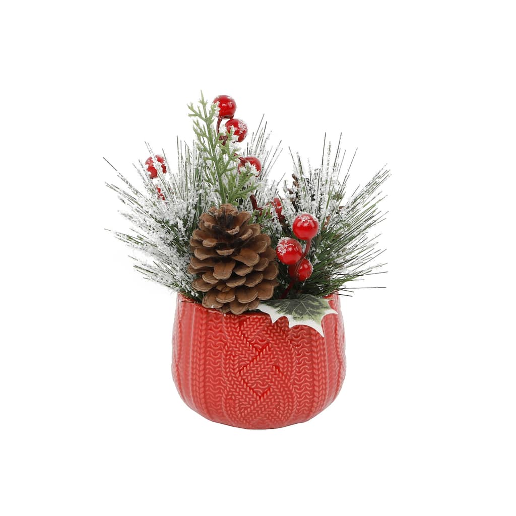Xmas Mix in Red Sweater Ceramic Pot