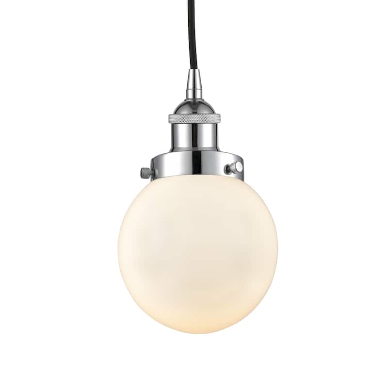 Innovations Lighting 616-1PH-10-6 Beacon Pendant Beacon 6" Wide Mini - Polished Chrome / Matte White