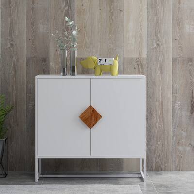 Solid Wood Sideboard with Square Shape Handles & 2 Doors for Modern Living Rooms