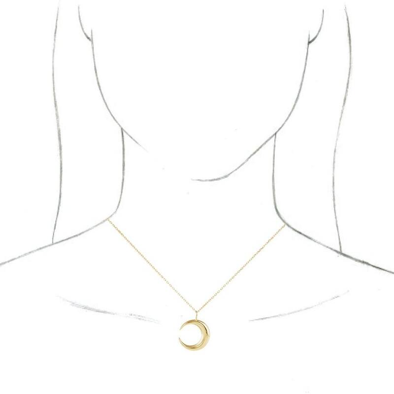 Curata 14k Yellow Gold Polished Crescent Celestial Moon Necklace Jewelry Gifts for Women